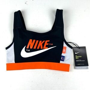 Nike swoosh training sports bra size XS Black Orange White New MSRP $40